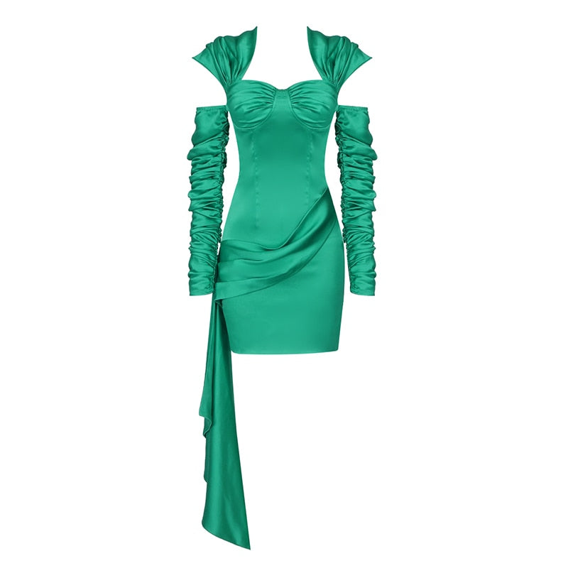 Green Satin Mini Dress