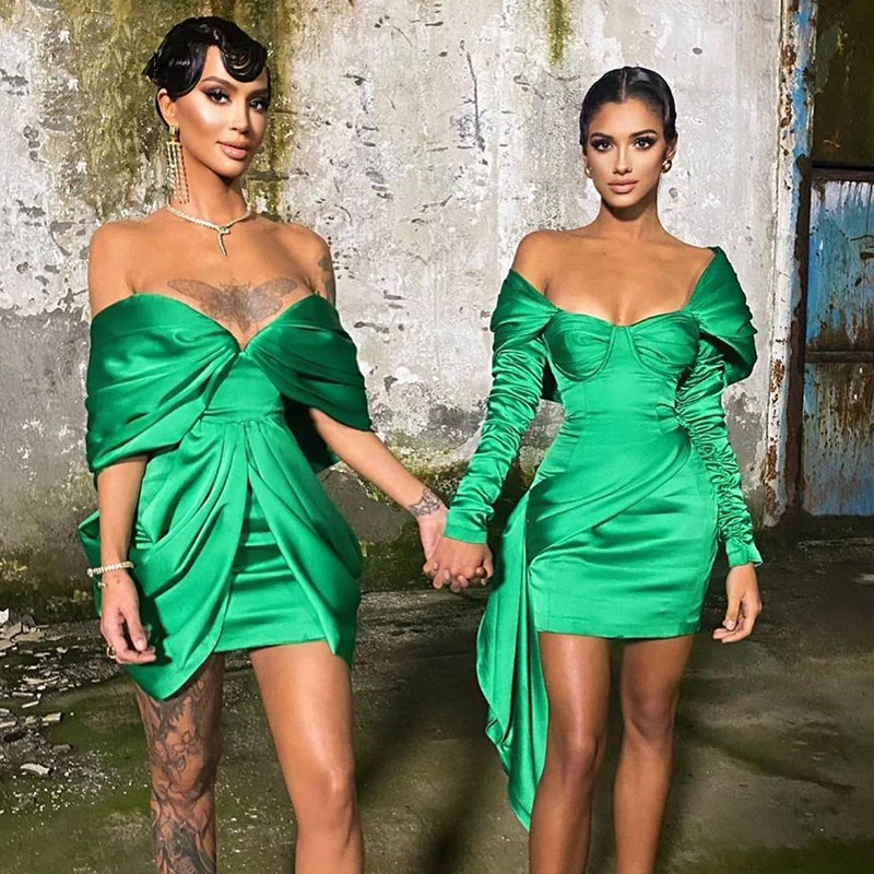 Green Satin Mini Dress
