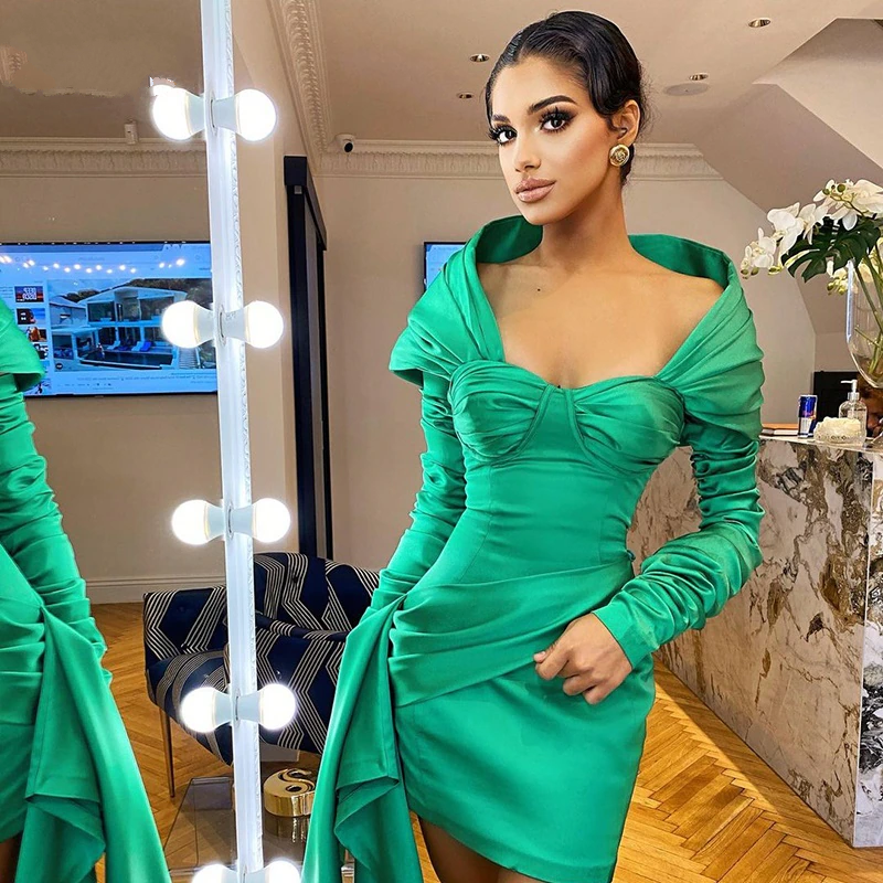 Green Satin Mini Dress