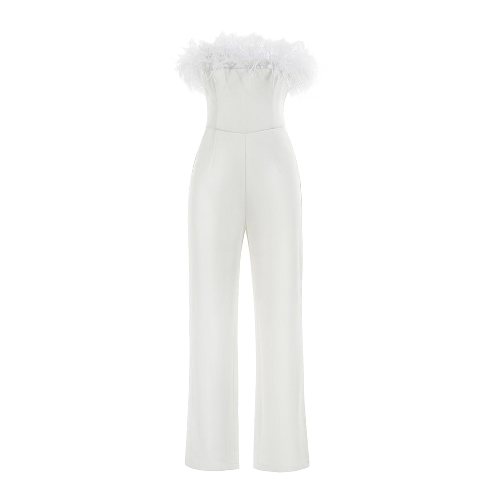 White Jumpsuit Straight Trousers