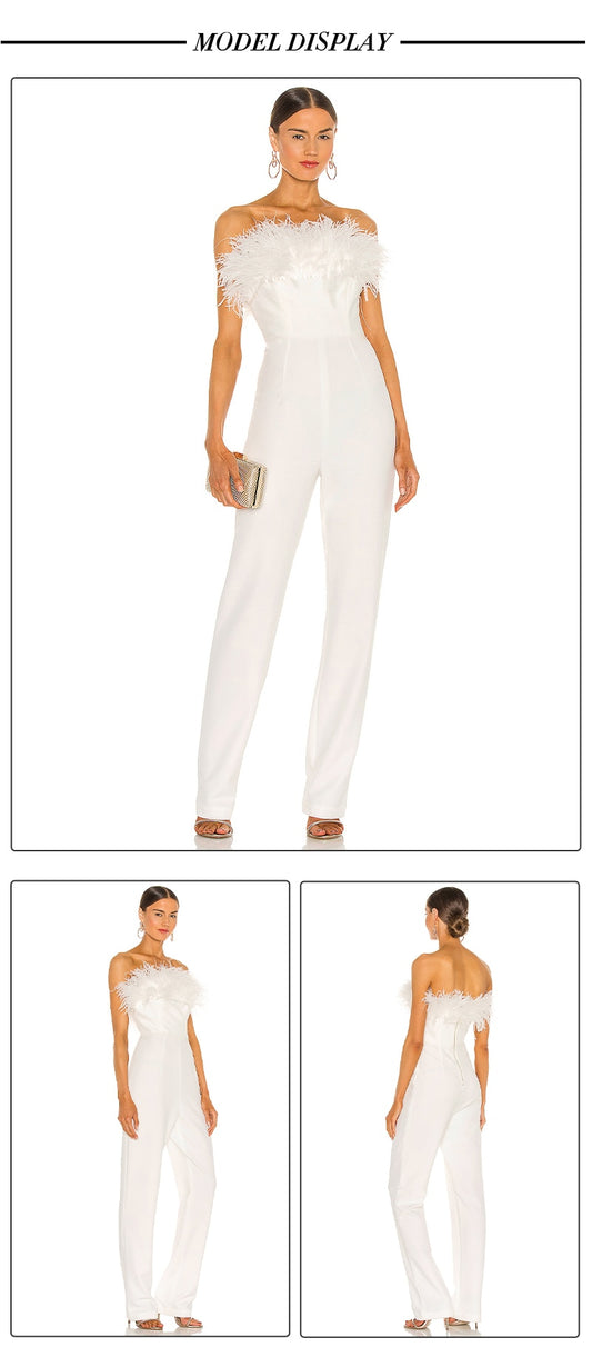 White Jumpsuit Straight Trousers